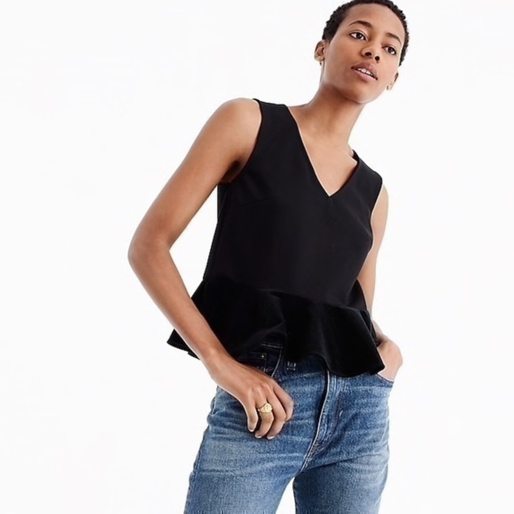 NWT J. Crew Velvet Ruffle Peplum Top
